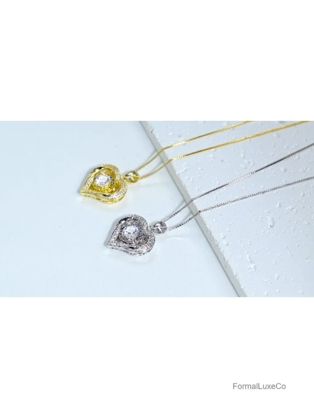 14k Gold Plated Heart Moissanite Pendant Necklace for Women 1 Carat Anniversary